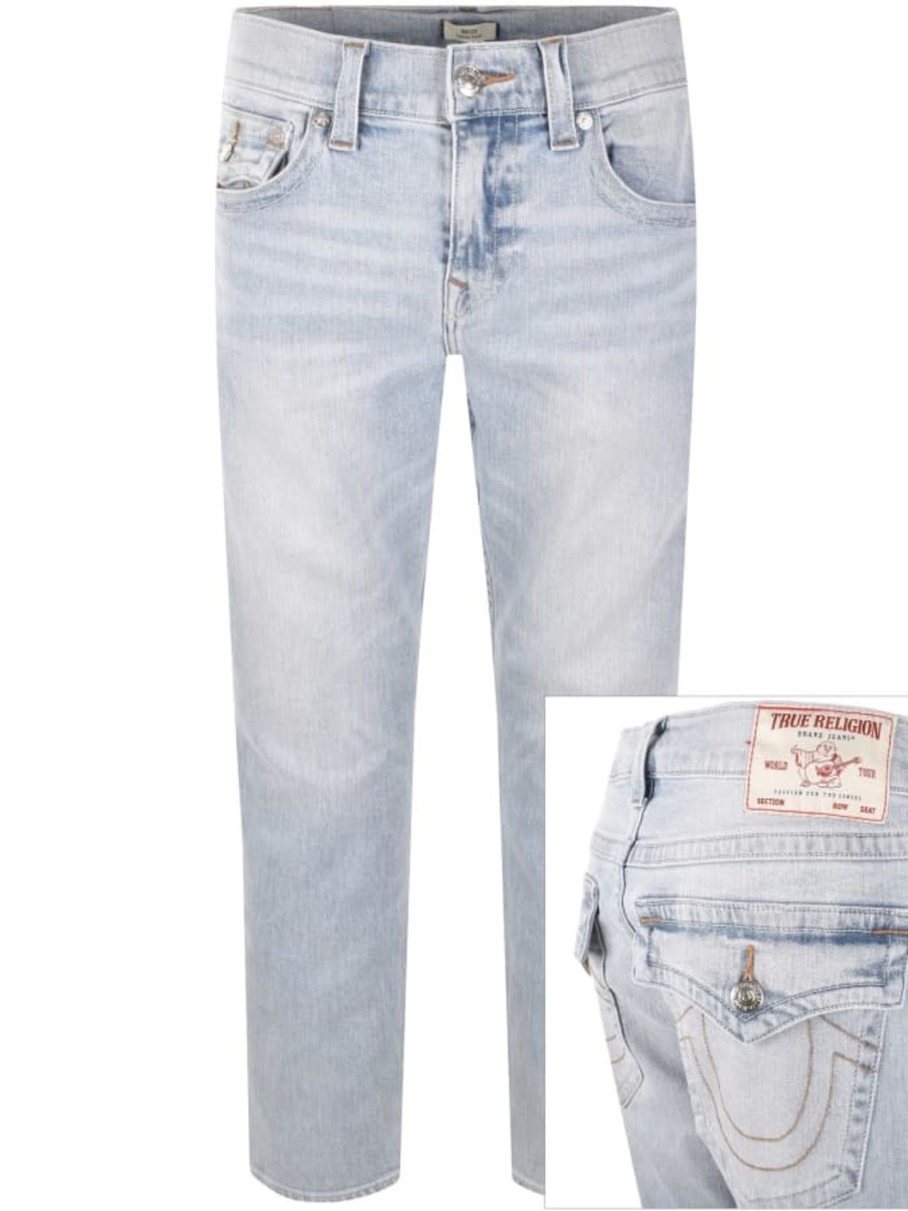 True Religion Men’s Light Wash Slim Jeans - Light Blue